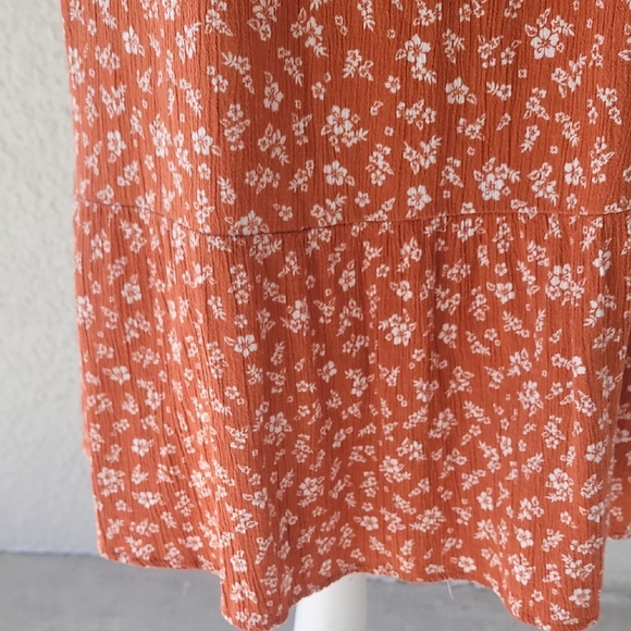 True Craft Rust Floral Mini Dress Size Large - Picture 7 of 7